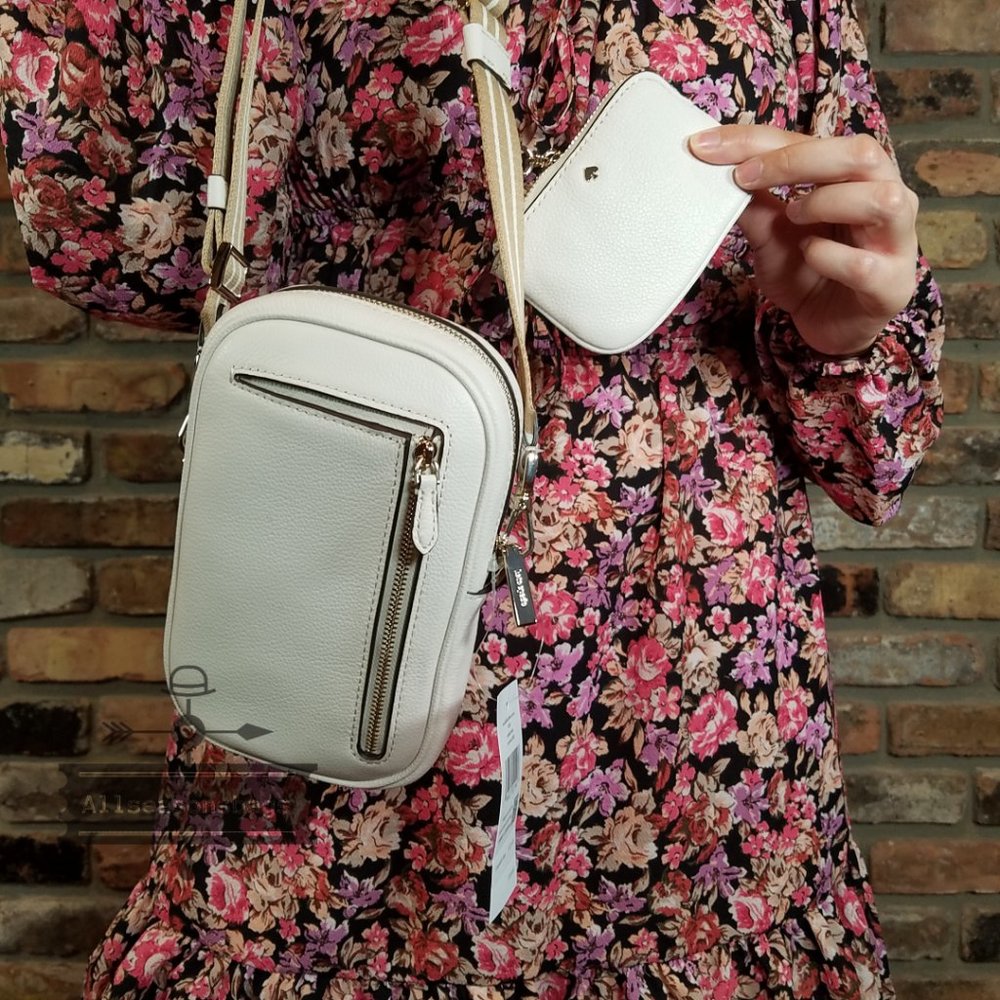 NWT Kate Spade Rosie Pebbled Leather North South Phone Zip Crossbody WHITE - Picture 5 of 6